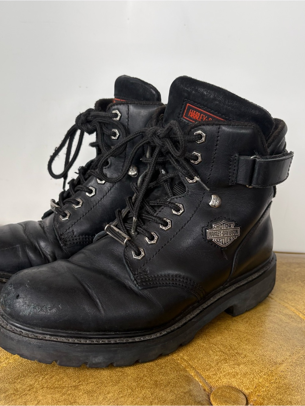 Harley-Davidson Vintage Leather Lace-Up Ankle Moto Boots